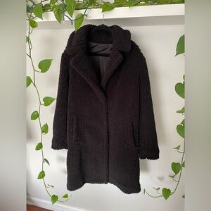 Teddy Coat Black Faux Fur Large